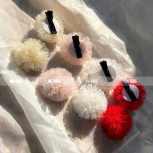 Kẹp tóc cục bông PAMIUOI set 2 chiếc cho nữ, bé gái Handmade by OH KIDS