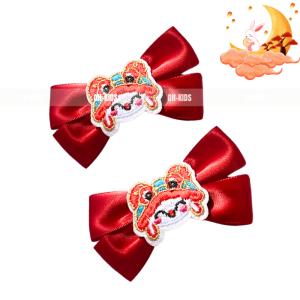 Kẹp tóc Trung Thu cho bé – Nơ Đầu Lân Đỏ xinh lung linh đêm hội trăng rằm - Độc quyền OH KIDS