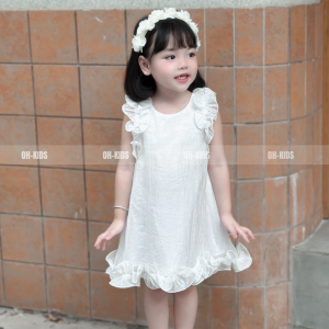 Váy bé gái tay bèo OH KIDS vải tơ mềm lót lụa quà sinh nhật cho bé gái 9-32kg OH32
