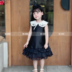 Váy bé gái công chúa OH KIDS sát nách Tafta thêu hoa có bèo ba tầng quà sinh nhật cho bé gái OH04