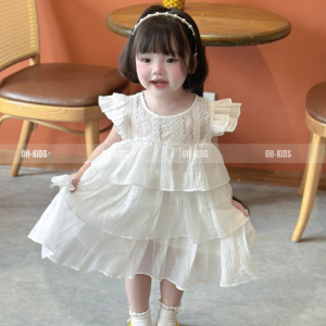 Váy bé gái đầm công chúa OH KIDS vải tơ phối ren cao cấp 3 tầng quà sinh nhật cho bé gái 9-32kg OH30