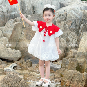 Áo Bé Gái Cờ Đỏ Sao Vàng 30/4 1/5, Họa Tiết Thêu Hoa, Mặc Đi Lễ Quốc Khánh, Chụp Ảnh OH KIDS OH50