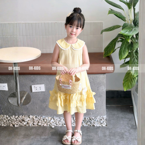 Váy Công Chúa Bé Gái Thiết Kế Sát Nách Cổ Sen Dáng Suông Phối Bèo, Phù Hợp Đi Chơi, Sinh Nhật OH KIDS OH47