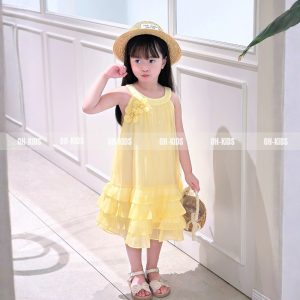 Váy công chúa voan xếp tầng dễ thương, đính hoa 3D, phù hợp đi tiệc, sinh nhật OH KIDS OH39